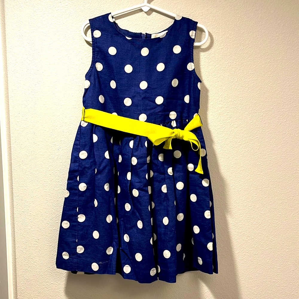 Mini Boden girls linen polka dot dress